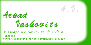 arpad vaskovits business card